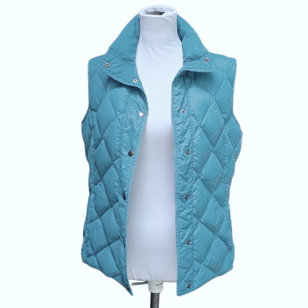 Lands End Womens Puffer Vest Small Blue Quilted Winter Packable Down Lightweight